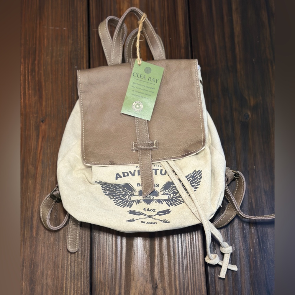 Tan and Cream Women's Backpack